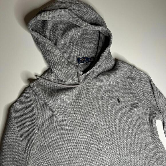 Polo Ralph Lauren Men’s Waffle Knit Hoodie – Gray, Size XL - Picture 12 of 12